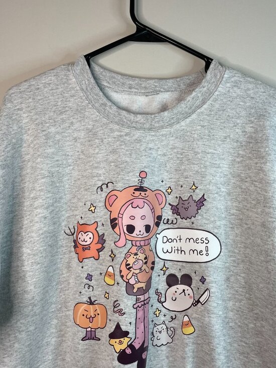 Halloween Don’t Mess With Me Sweatshirt – Ash Gray Graphic Crewneck Size L - Picture 3 of 7